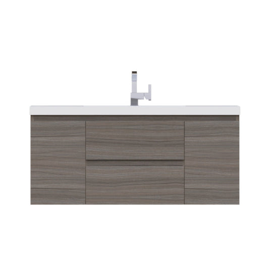 Alya Bath Paterno 48" Single Gray Modern Wall Mounted Bathroom Vanity With Acrylic Top and Integrated Sink - AB-MOF48-G