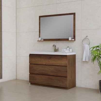 Alya Bath Paterno 48" Single Rosewood Modern Freestanding  Bathroom Vanity With Acrylic Top and Integrated Sink - AB-MOA48-RW