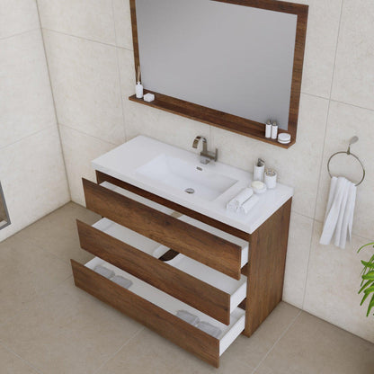 Alya Bath Paterno 48" Single Rosewood Modern Freestanding  Bathroom Vanity With Acrylic Top and Integrated Sink - AB-MOA48-RW