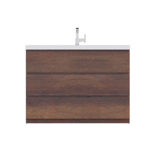 Alya Bath Paterno 48" Single Rosewood Modern Freestanding  Bathroom Vanity With Acrylic Top and Integrated Sink - AB-MOA48-RW