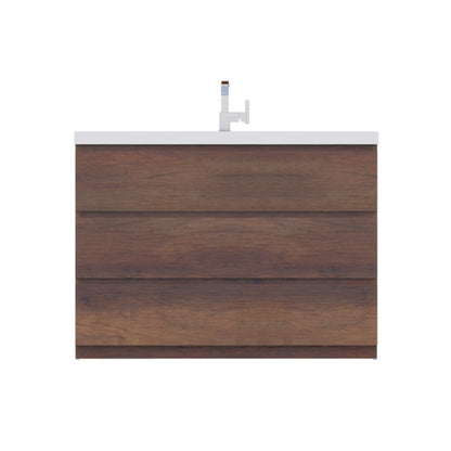Alya Bath Paterno 48" Single Rosewood Modern Freestanding  Bathroom Vanity With Acrylic Top and Integrated Sink - AB-MOA48-RW