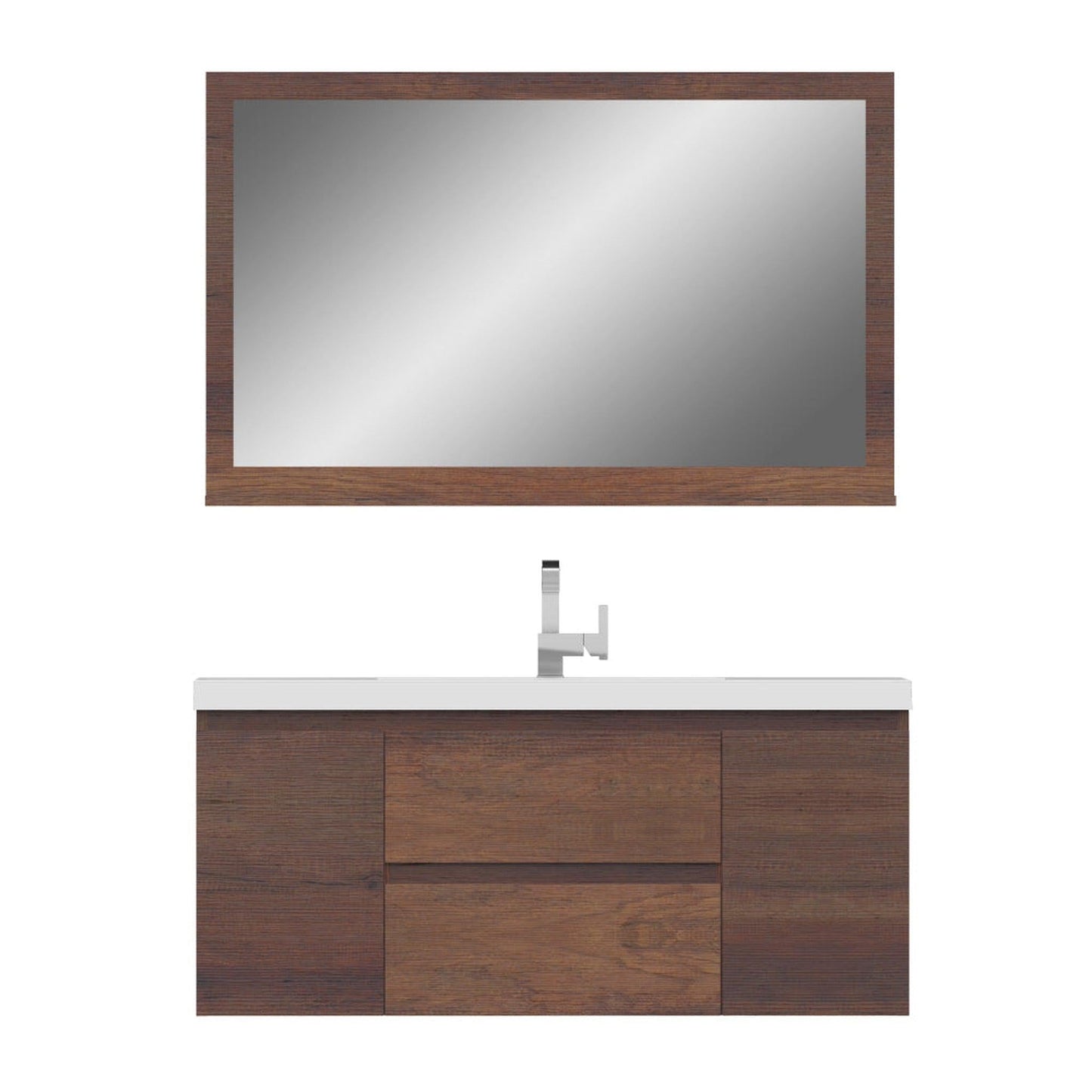 Alya Bath Paterno 48" Single Rosewood Modern Wall Mounted Bathroom Vanity With Acrylic Top and Integrated Sink - AB-MOF48-RW