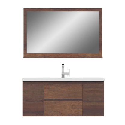 Alya Bath Paterno 48" Single Rosewood Modern Wall Mounted Bathroom Vanity With Acrylic Top and Integrated Sink - AB-MOF48-RW