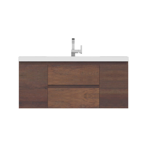 Alya Bath Paterno 48" Single Rosewood Modern Wall Mounted Bathroom Vanity With Acrylic Top and Integrated Sink - AB-MOF48-RW