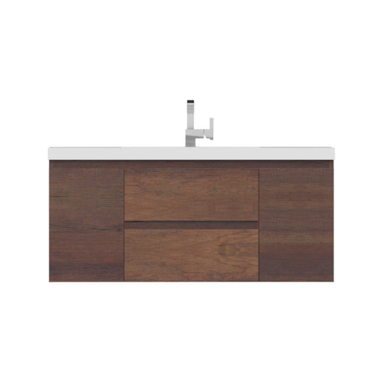 Alya Bath Paterno 48" Single Rosewood Modern Wall Mounted Bathroom Vanity With Acrylic Top and Integrated Sink - AB-MOF48-RW
