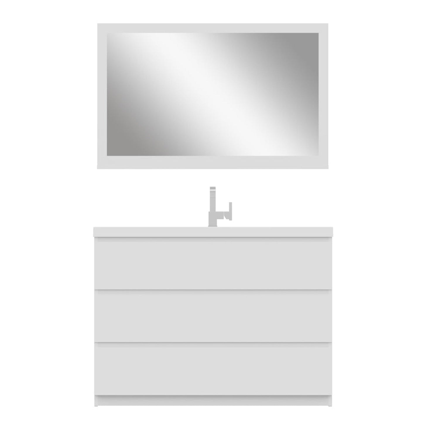 Alya Bath Paterno 48"  Single White Modern Freestanding Bathroom Vanity With Acrylic Top and Integrated Sink - AB-MOA48-W