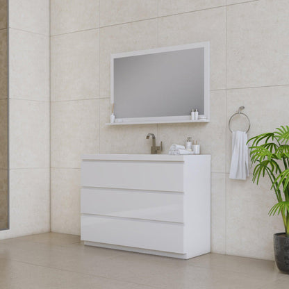 Alya Bath Paterno 48"  Single White Modern Freestanding Bathroom Vanity With Acrylic Top and Integrated Sink - AB-MOA48-W