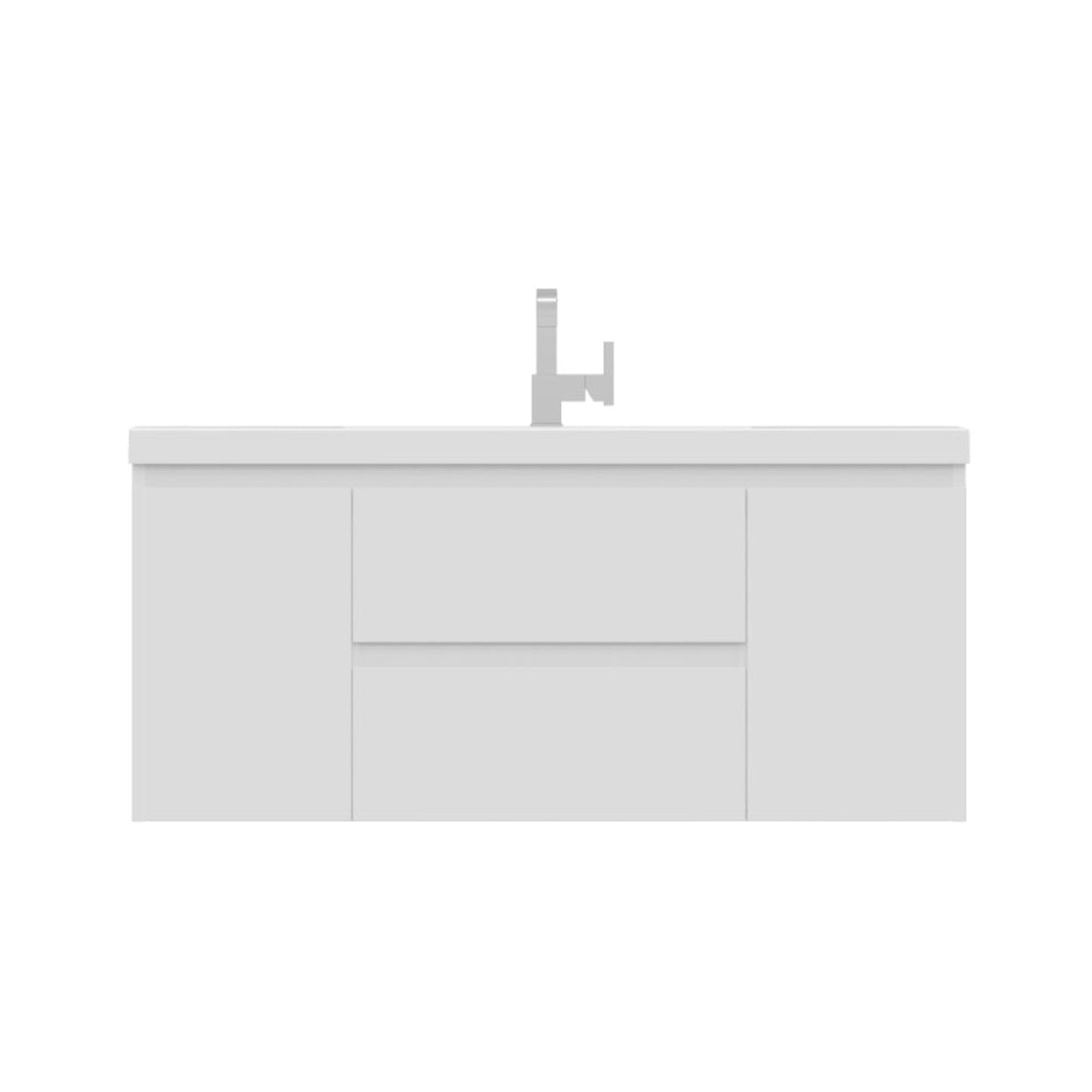 Alya Bath Paterno 48" Single White Modern Wall Mounted Bathroom Vanity With Acrylic Top and Integrated Sink - AB-MOF48-W