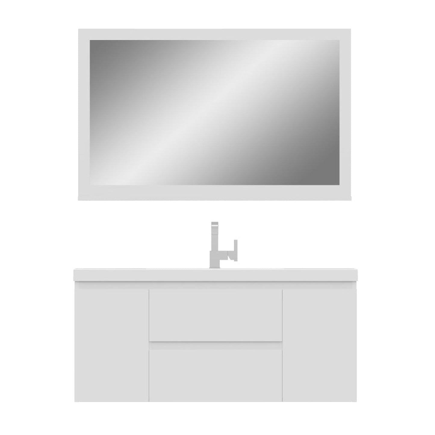Alya Bath Paterno 48" Single White Modern Wall Mounted Bathroom Vanity With Acrylic Top and Integrated Sink - AB-MOF48-W