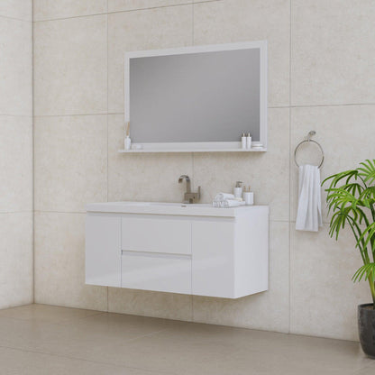 Alya Bath Paterno 48" Single White Modern Wall Mounted Bathroom Vanity With Acrylic Top and Integrated Sink - AB-MOF48-W