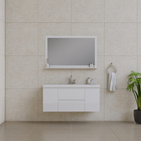 Alya Bath Paterno 48" Single White Modern Wall Mounted Bathroom Vanity With Acrylic Top and Integrated Sink - AB-MOF48-W