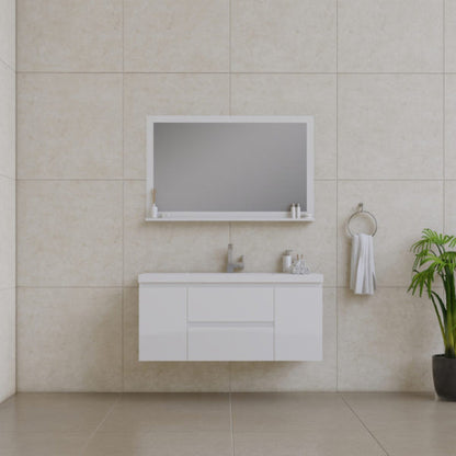 Alya Bath Paterno 48" Single White Modern Wall Mounted Bathroom Vanity With Acrylic Top and Integrated Sink - AB-MOF48-W
