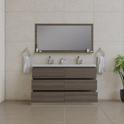 Alya Bath Paterno 60" Double Gray Modern Freestanding  Bathroom Vanity With Acrylic Top and Integrated  Sink - AB-MOA60D-G