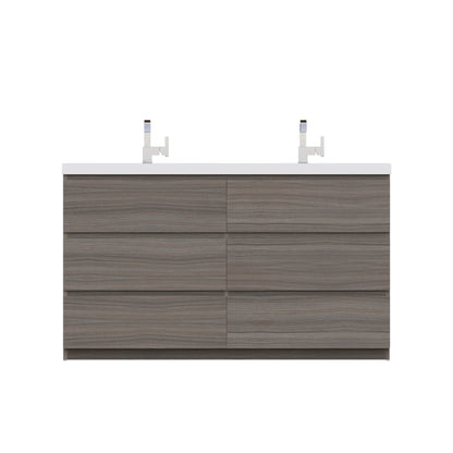 Alya Bath Paterno 60" Double Gray Modern Freestanding  Bathroom Vanity With Acrylic Top and Integrated  Sink - AB-MOA60D-G