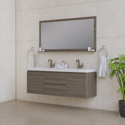 Alya Bath Paterno 60" Double Gray Modern Wall Mounted Bathroom Vanity With Acrylic Top and Integrated Sink - AB-MOF60D-G