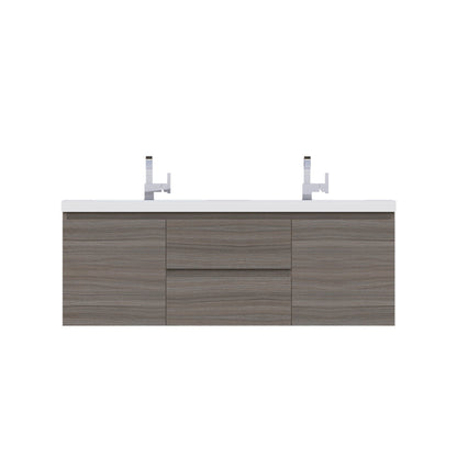 Alya Bath Paterno 60" Double Gray Modern Wall Mounted Bathroom Vanity With Acrylic Top and Integrated Sink - AB-MOF60D-G