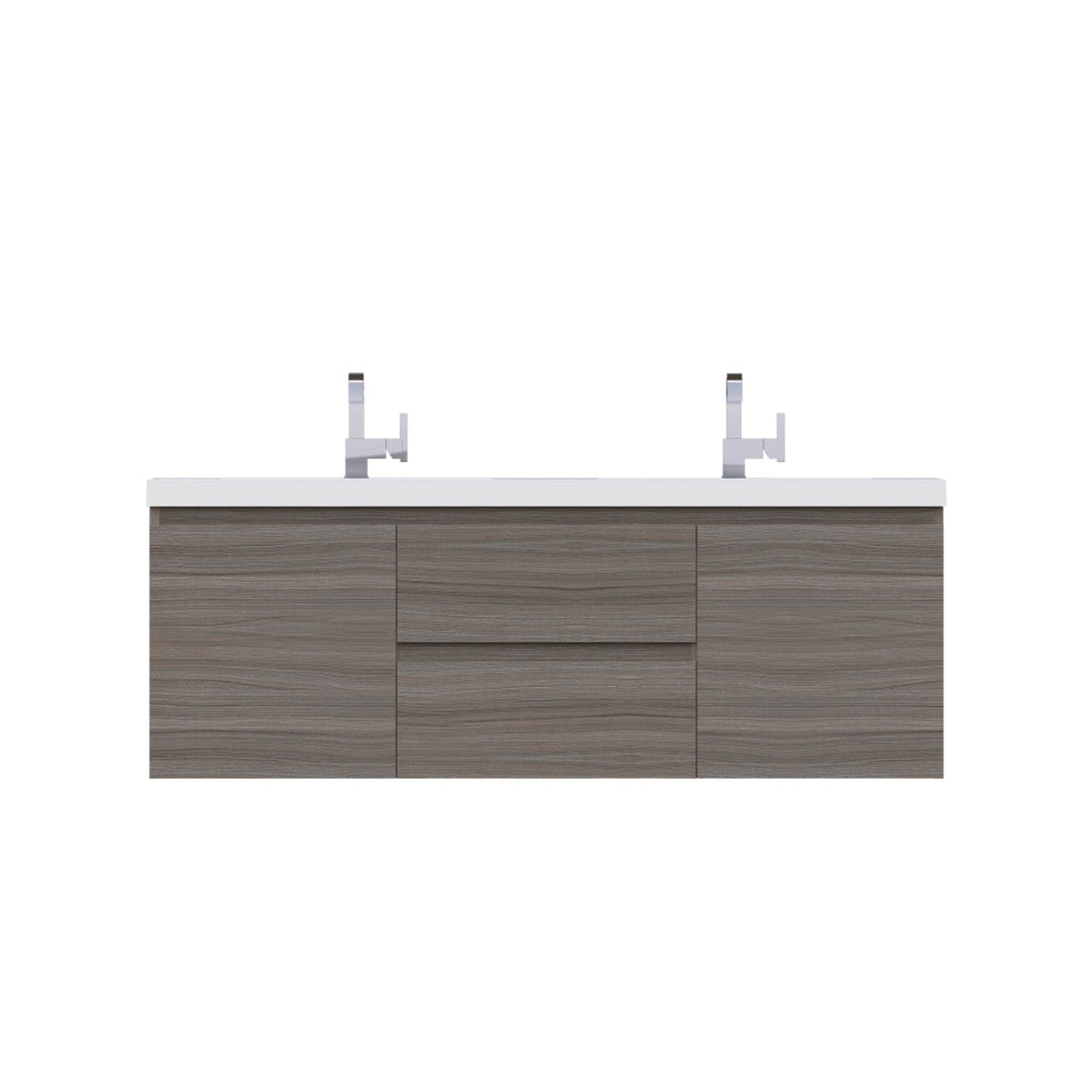 Alya Bath Paterno 60" Double Gray Modern Wall Mounted Bathroom Vanity With Acrylic Top and Integrated Sink - AB-MOF60D-G