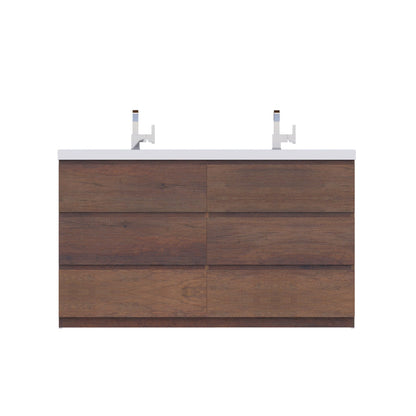 Alya Bath Paterno 60" Double Rosewood  Modern Freestanding  Bathroom Vanity With Acrylic Top and Integrated Sink - AB-MOA60D-RW