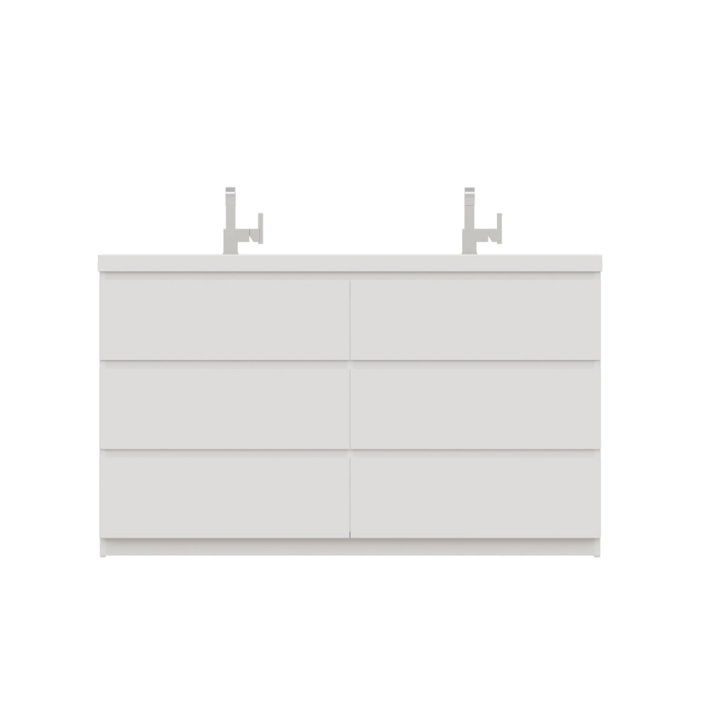 Alya Bath Paterno 60" Double White Modern Freestanding  Bathroom Vanity With Acrylic Top and Integrated Sink - AB-MOA60D-W