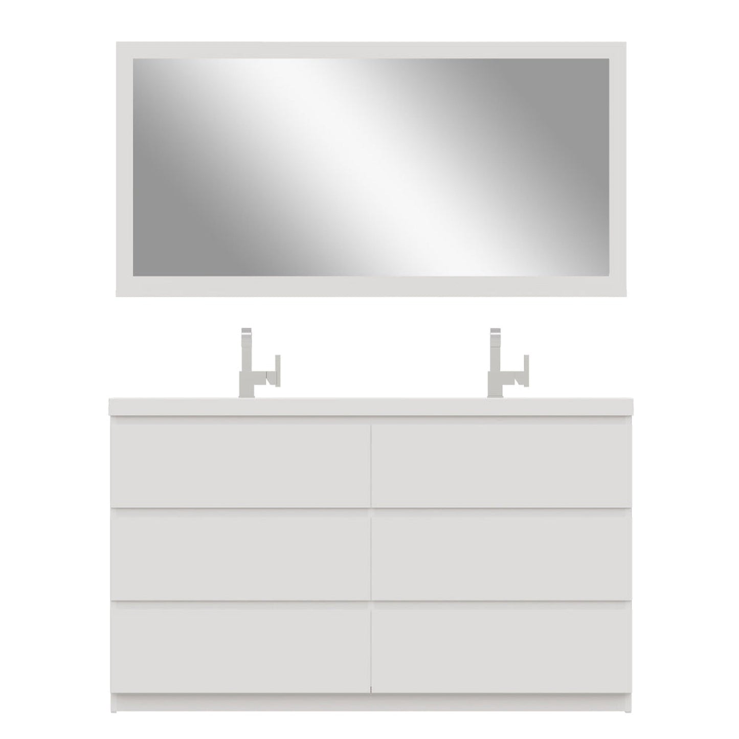 Alya Bath Paterno 60" Double White Modern Freestanding  Bathroom Vanity With Acrylic Top and Integrated Sink - AB-MOA60D-W