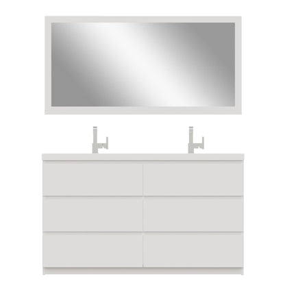 Alya Bath Paterno 60" Double White Modern Freestanding  Bathroom Vanity With Acrylic Top and Integrated Sink - AB-MOA60D-W