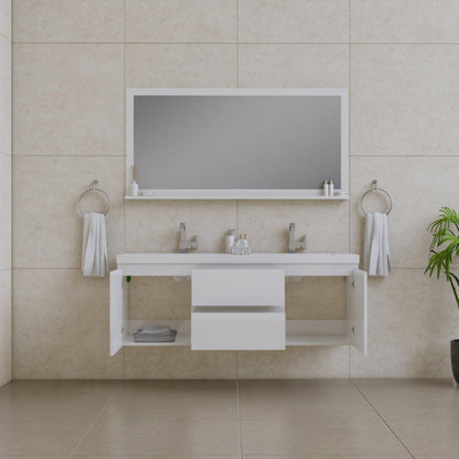 Alya Bath Paterno 60" Double White Modern Wall Mounted  Bathroom Vanity With Acrylic Top and Integrated Sink - AB-MOF60D-W