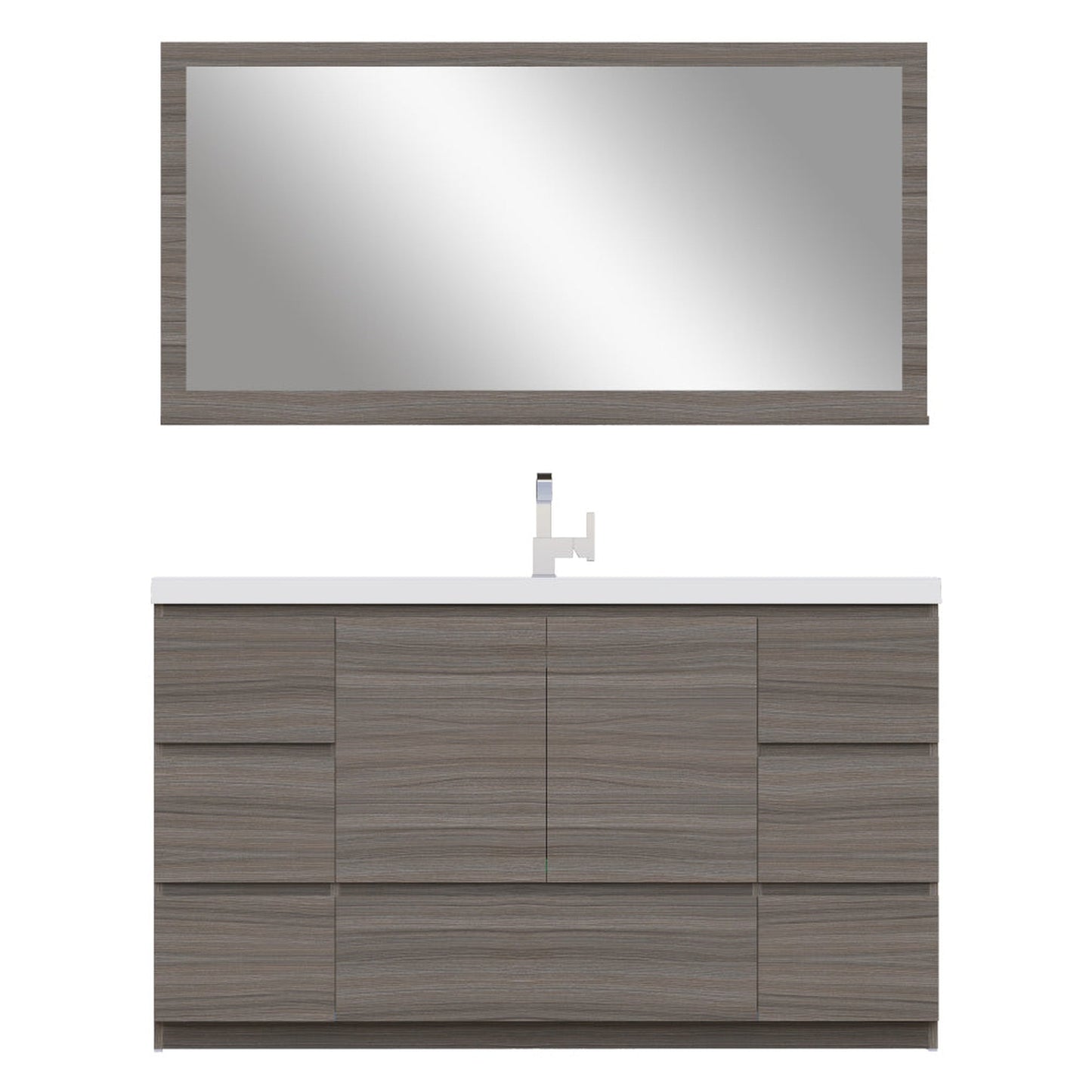 Alya Bath Paterno 60" Single Gray Modern Freestanding Single Bathroom Vanity With Acrylic Top and Integrated  Sink - AB-MOA60S-G