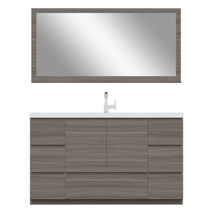 Alya Bath Paterno 60" Single Gray Modern Freestanding Single Bathroom Vanity With Acrylic Top and Integrated  Sink - AB-MOA60S-G