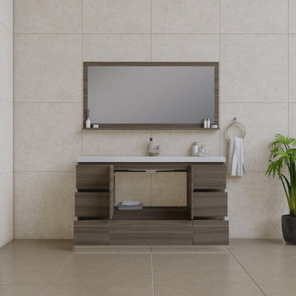 Alya Bath Paterno 60" Single Gray Modern Freestanding Single Bathroom Vanity With Acrylic Top and Integrated  Sink - AB-MOA60S-G