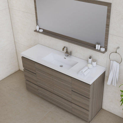 Alya Bath Paterno 60" Single Gray Modern Freestanding Single Bathroom Vanity With Acrylic Top and Integrated  Sink - AB-MOA60S-G