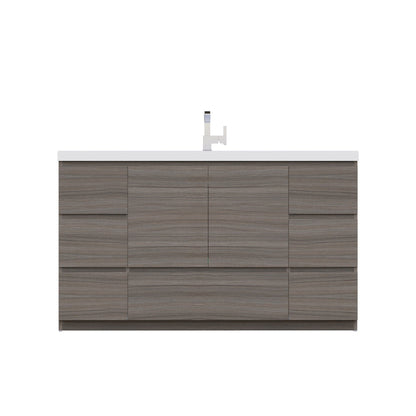 Alya Bath Paterno 60" Single Gray Modern Freestanding Single Bathroom Vanity With Acrylic Top and Integrated  Sink - AB-MOA60S-G