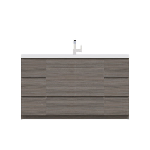 Alya Bath Paterno 60" Single Gray Modern Freestanding Single Bathroom Vanity With Acrylic Top and Integrated  Sink - AB-MOA60S-G