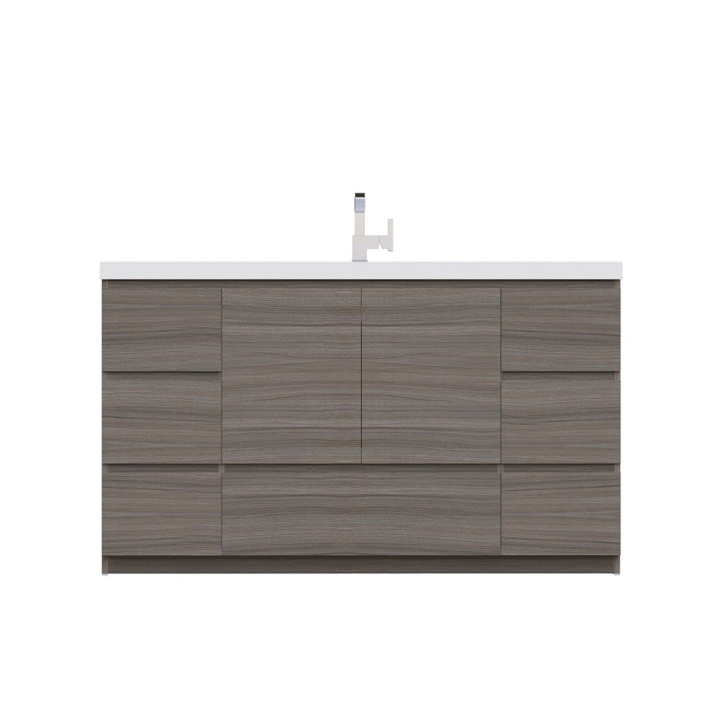 Alya Bath Paterno 60" Single Gray Modern Freestanding Single Bathroom Vanity With Acrylic Top and Integrated  Sink - AB-MOA60S-G