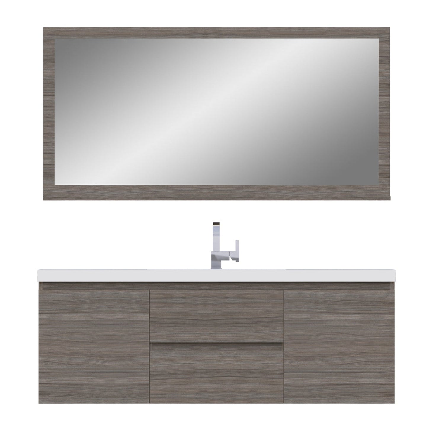 Alya Bath Paterno 60" Single Gray Modern Wall Mounted  Bathroom Vanity With Acrylic Top and Integrated Sink - AB-MOF60S-G