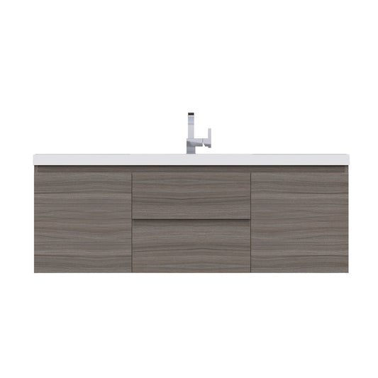 Alya Bath Paterno 60" Single Gray Modern Wall Mounted  Bathroom Vanity With Acrylic Top and Integrated Sink - AB-MOF60S-G