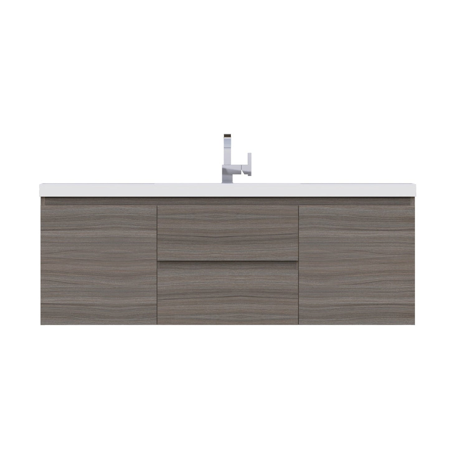 Alya Bath Paterno 60" Single Gray Modern Wall Mounted  Bathroom Vanity With Acrylic Top and Integrated Sink - AB-MOF60S-G