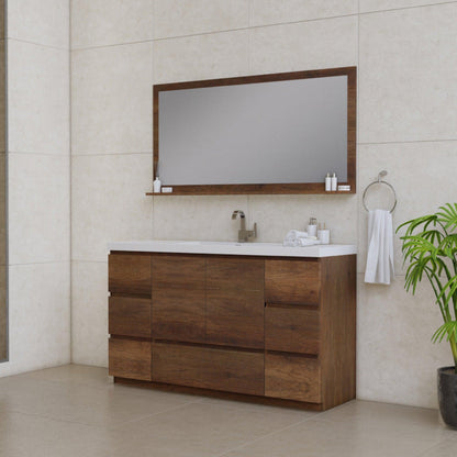 Alya Bath Paterno 60" Single Rosewood Modern Freestanding  Bathroom Vanity With Acrylic Top and Integrated Sink - AB-MOA60S-RW