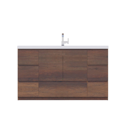 Alya Bath Paterno 60" Single Rosewood Modern Freestanding  Bathroom Vanity With Acrylic Top and Integrated Sink - AB-MOA60S-RW