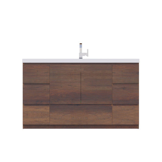 Alya Bath Paterno 60" Single Rosewood Modern Freestanding  Bathroom Vanity With Acrylic Top and Integrated Sink - AB-MOA60S-RW