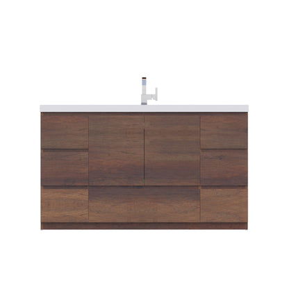 Alya Bath Paterno 60" Single Rosewood Modern Freestanding  Bathroom Vanity With Acrylic Top and Integrated Sink - AB-MOA60S-RW