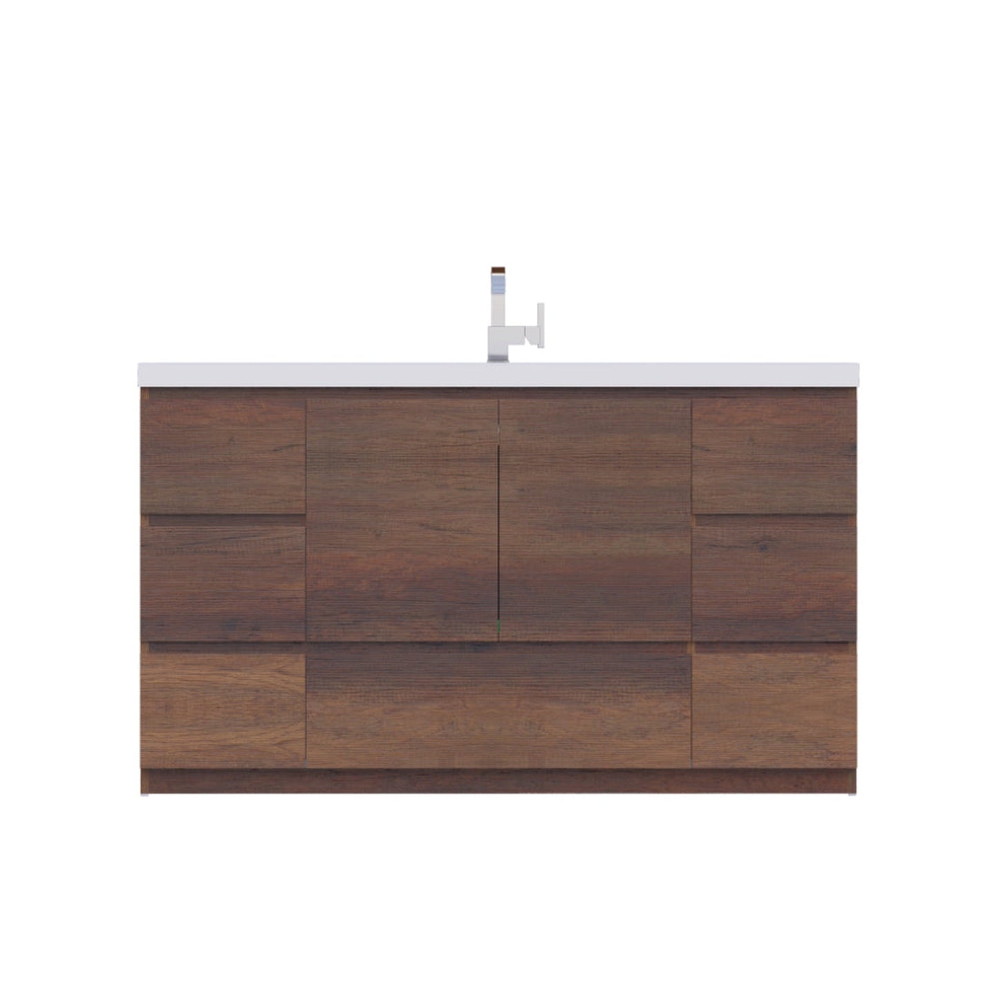 Alya Bath Paterno 60" Single Rosewood Modern Freestanding  Bathroom Vanity With Acrylic Top and Integrated Sink - AB-MOA60S-RW