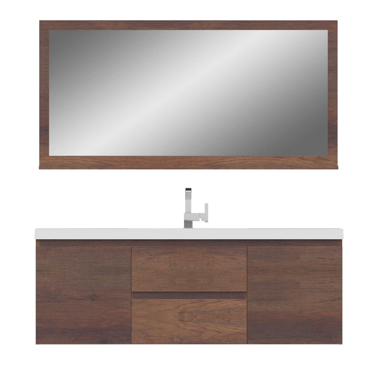 Alya Bath Paterno 60" Single Rosewood Modern Wall Mounted  Bathroom Vanity With Acrylic Top and Integrated Sink - AB-MOF60S-RW