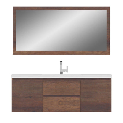 Alya Bath Paterno 60" Single Rosewood Modern Wall Mounted  Bathroom Vanity With Acrylic Top and Integrated Sink - AB-MOF60S-RW
