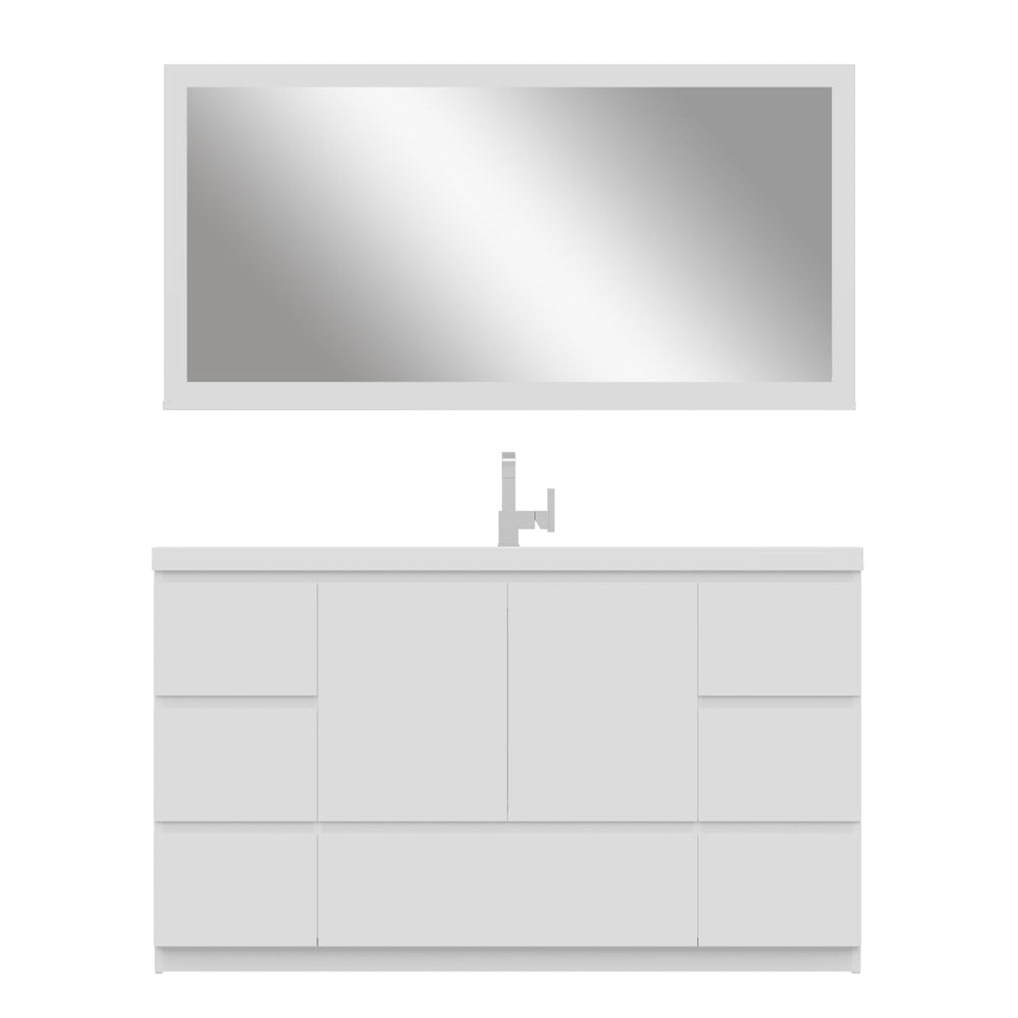 Alya Bath Paterno 60" Single White Modern Freestanding  Bathroom Vanity With Acrylic Top and Integrated Sink - AB-MOA60S-W