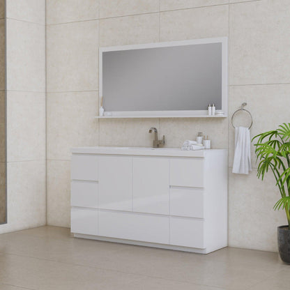 Alya Bath Paterno 60" Single White Modern Freestanding  Bathroom Vanity With Acrylic Top and Integrated Sink - AB-MOA60S-W