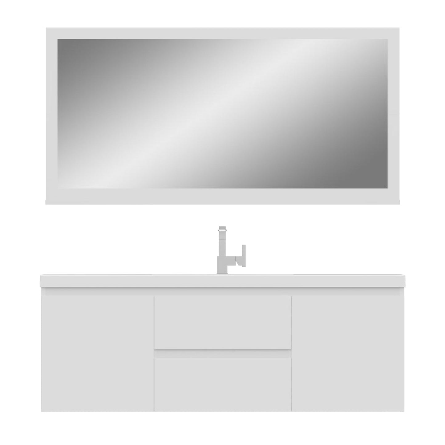 Alya Bath Paterno 60" Single White Modern Wall Mounted Bathroom Vanity With Acrylic Top and Integrated Sink - AB-MOF60S-W