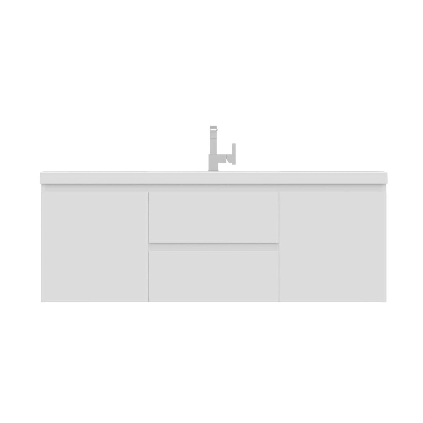 Alya Bath Paterno 60" Single White Modern Wall Mounted Bathroom Vanity With Acrylic Top and Integrated Sink - AB-MOF60S-W