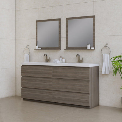 Alya Bath Paterno 72" Double Gray Modern Freestanding Bathroom Vanity With Acrylic Top and Integrated  Sink - AB-MOA72D-G