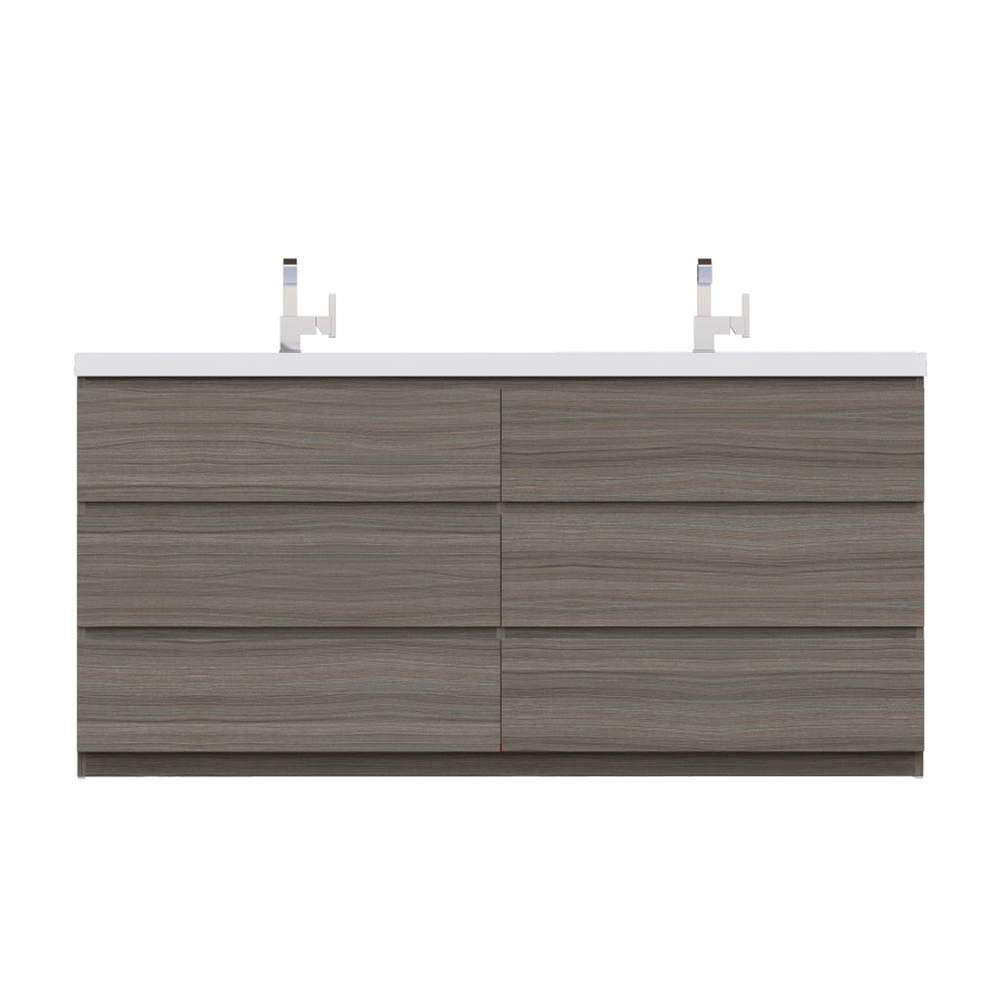 Alya Bath Paterno 72" Double Gray Modern Freestanding Bathroom Vanity With Acrylic Top and Integrated  Sink - AB-MOA72D-G