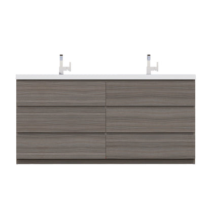 Alya Bath Paterno 72" Double Gray Modern Freestanding Bathroom Vanity With Acrylic Top and Integrated  Sink - AB-MOA72D-G